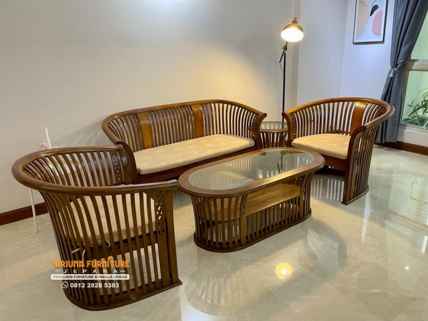 Kursi Tamu Jati Minimalis Keranjang