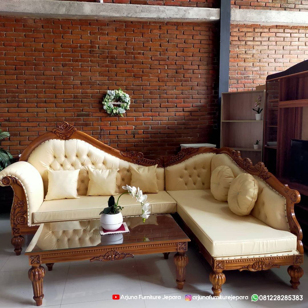 Sofa Tamu Sudut Ukir Mewah