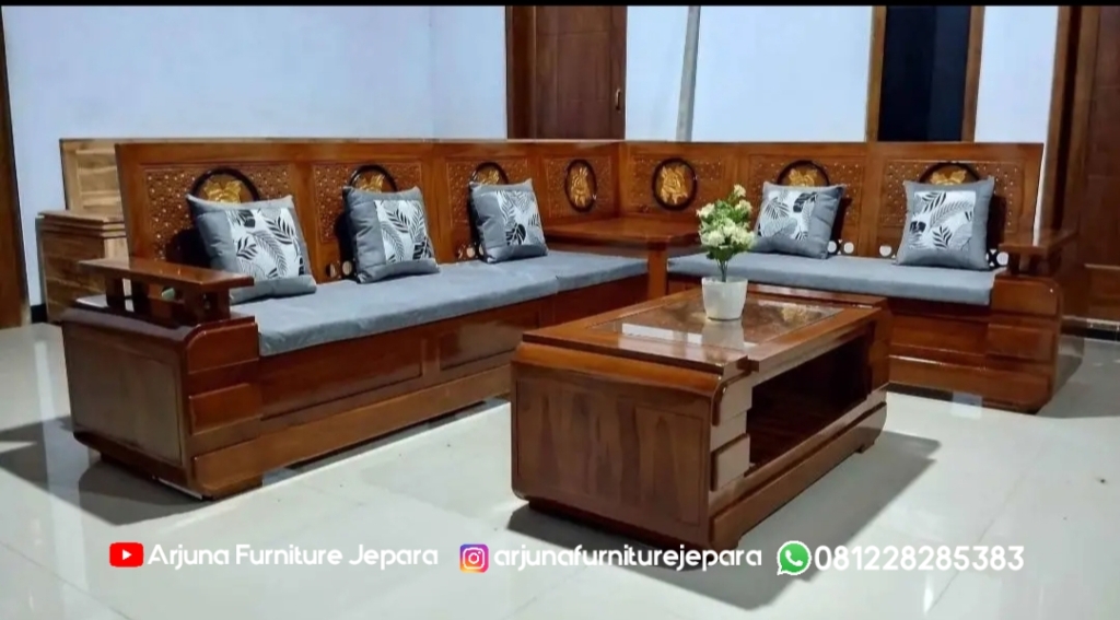 Kursi Tamu Sudut Jati Minimalis