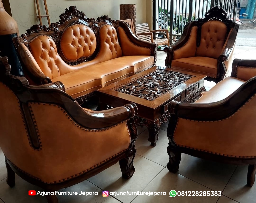 Sofa Tamu Ganesha Ketapang Ukir Mawar
