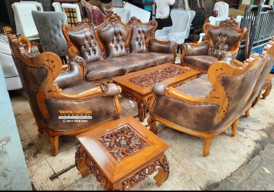 Sofa Tamu Romawi Ketapang Ukir Jepara