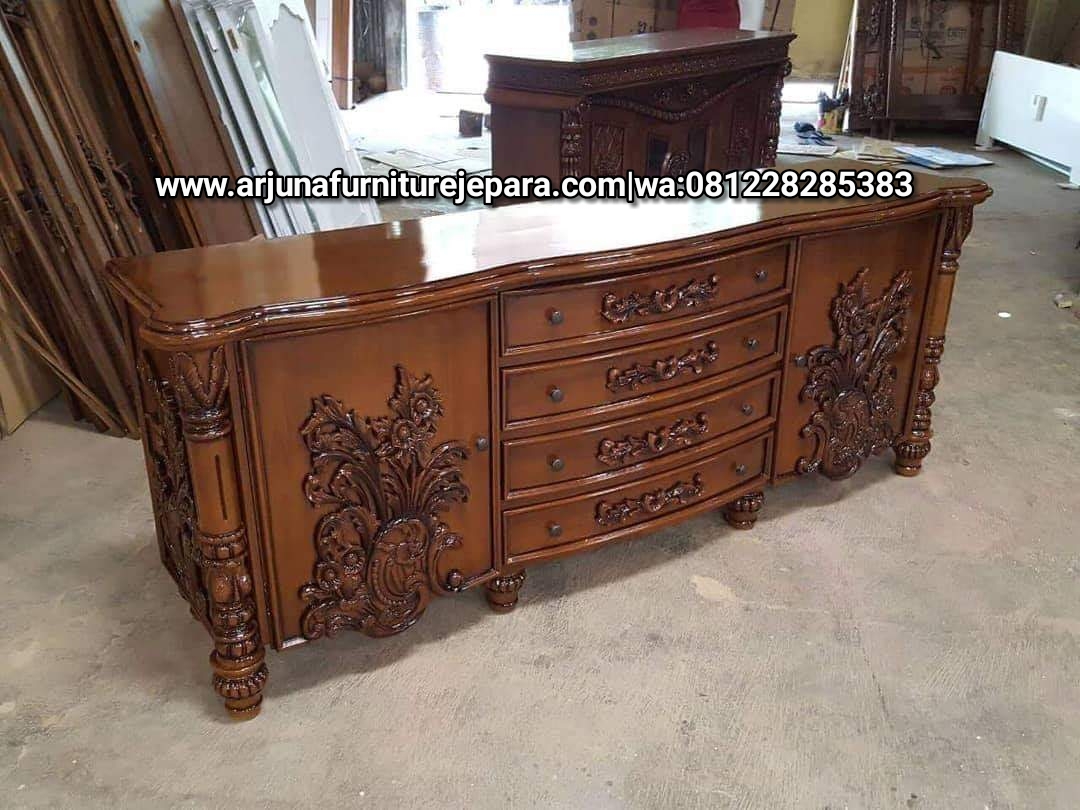 Bufet Meja Tv Bombai Jati Ukir
