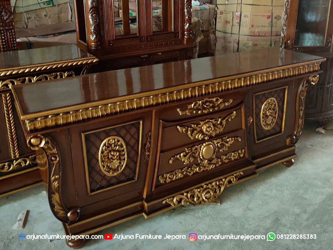 Bufet Prahu Model Baru Jati Ukir