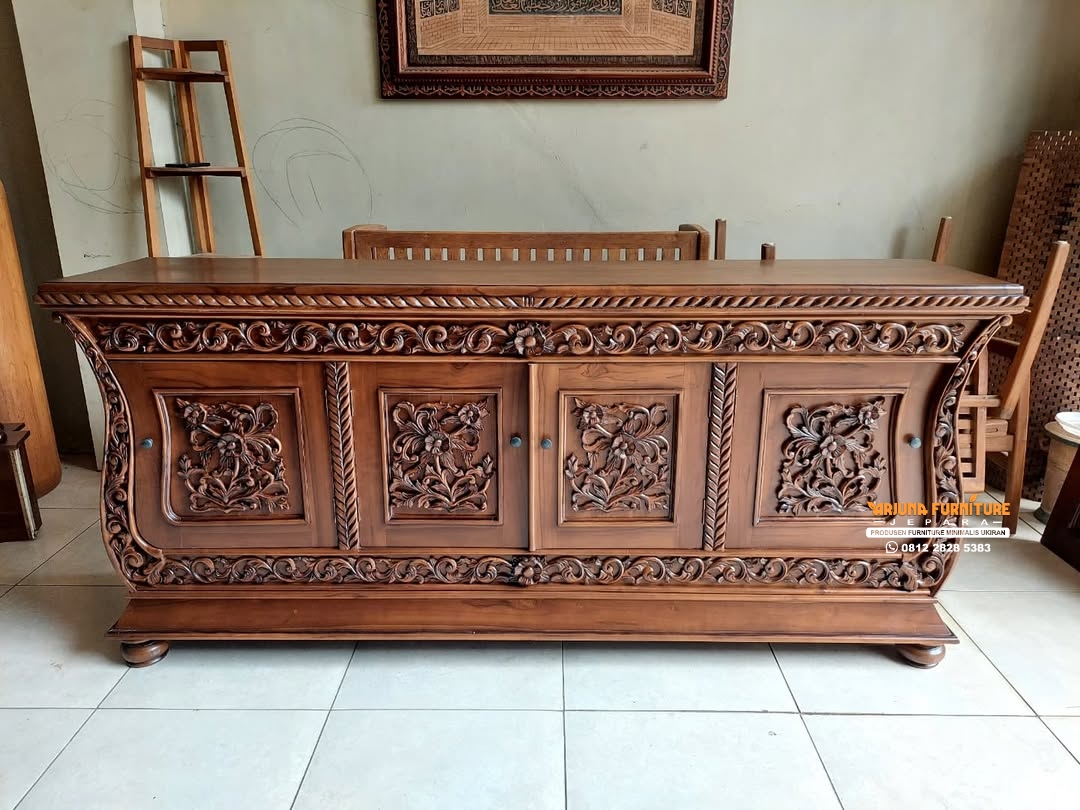 Bufet Tv Biola Jati Ukir Jepara