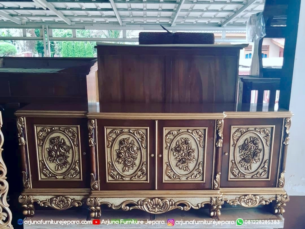 Harga Bufet Tv Kayu Jati Ukir Mawar