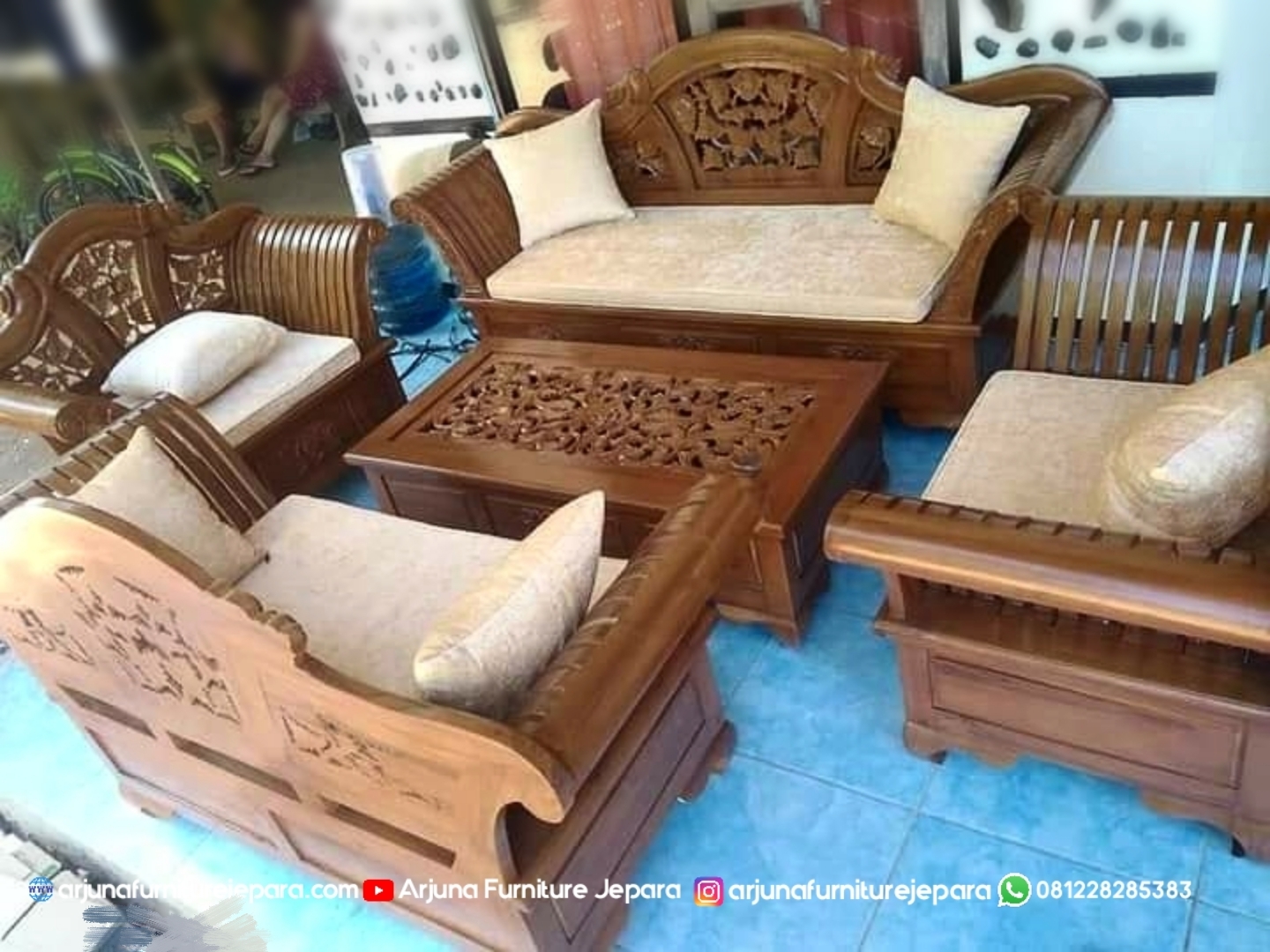 Kursi Tamu Jati Ukir Motif Keong