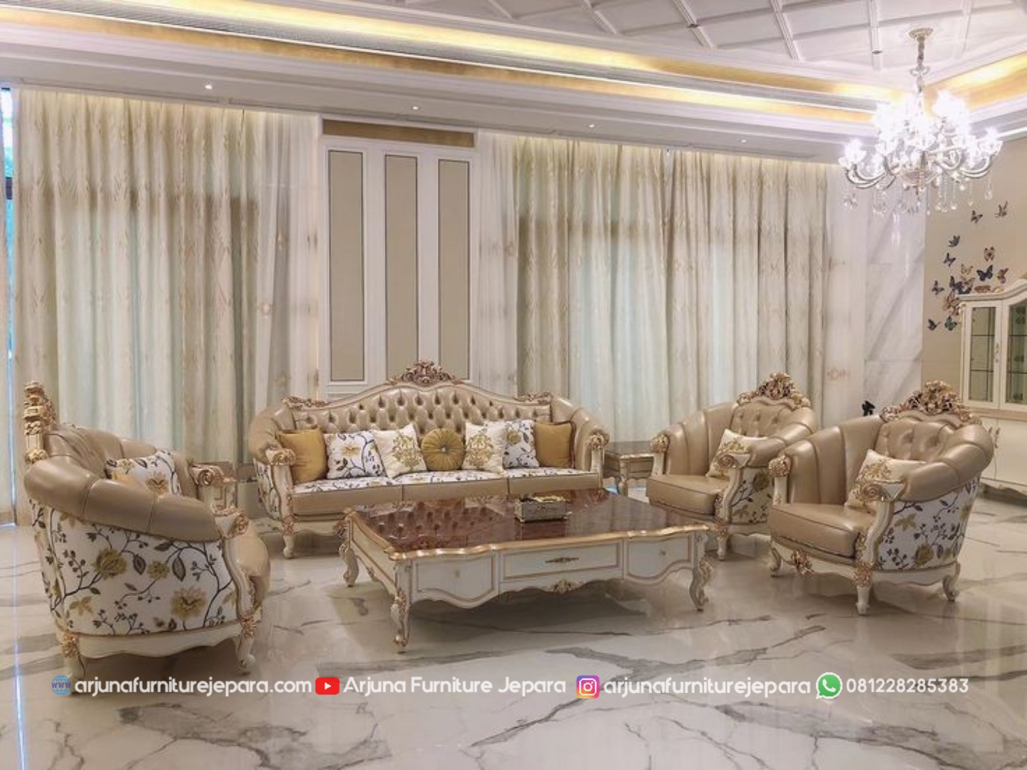 Sofa Ruang Tamu Luxury Ukir Mewah