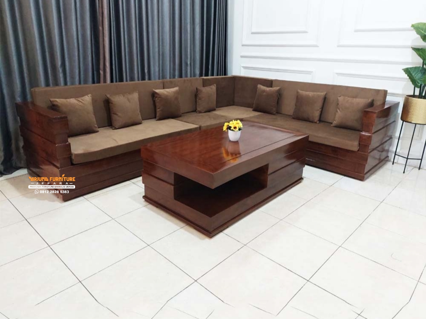 Sofa Sudut Jati Minimalis Model Baru