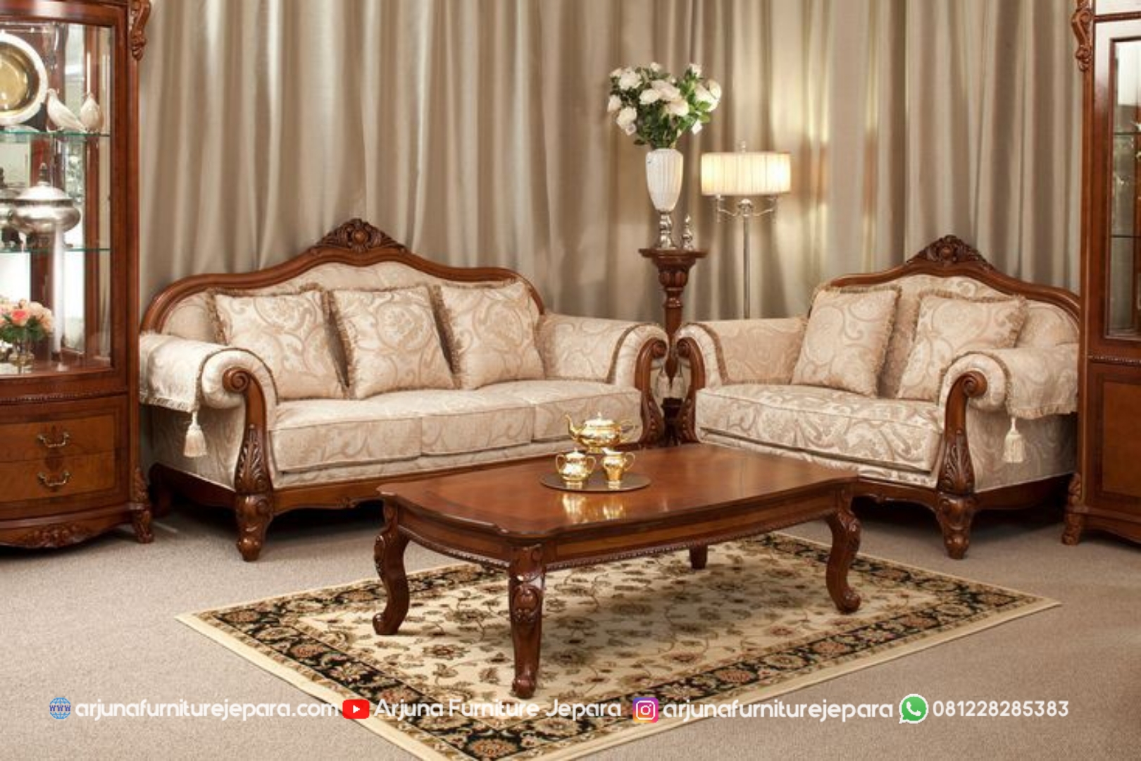 Sofa Tamu Klasik Ukir Gaya Eropa