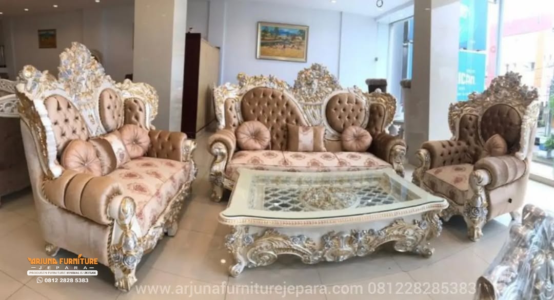 Sofa Tamu Sultan Seribu Bunga Ukir Mewah