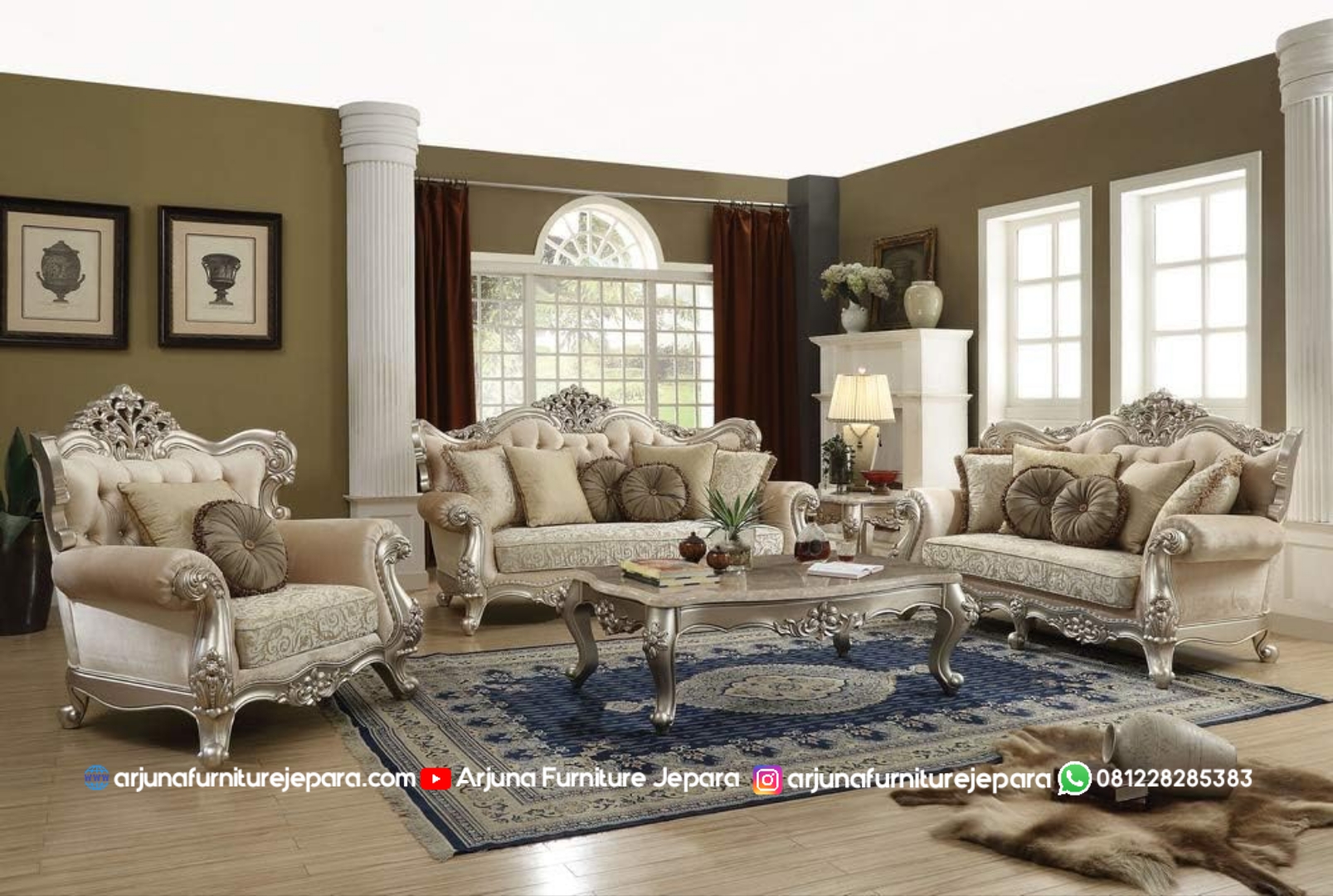 Sofa Tamu Ukir Luxury Klasik Mewah