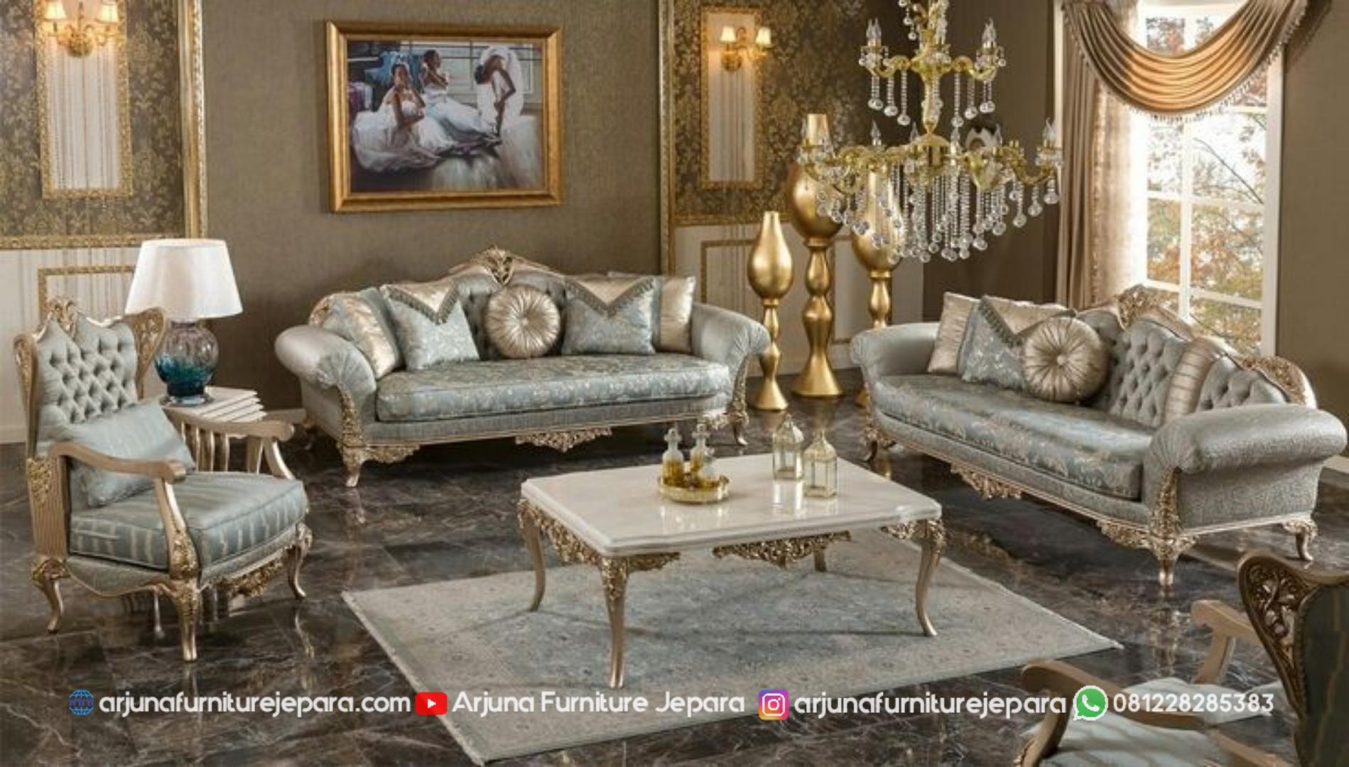 Sofa Tamu Ukir Modern Gaya Turki