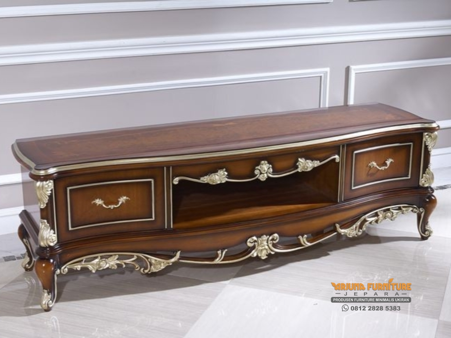 Bufet Meja Tv Jati Ukir Gaya Eropa