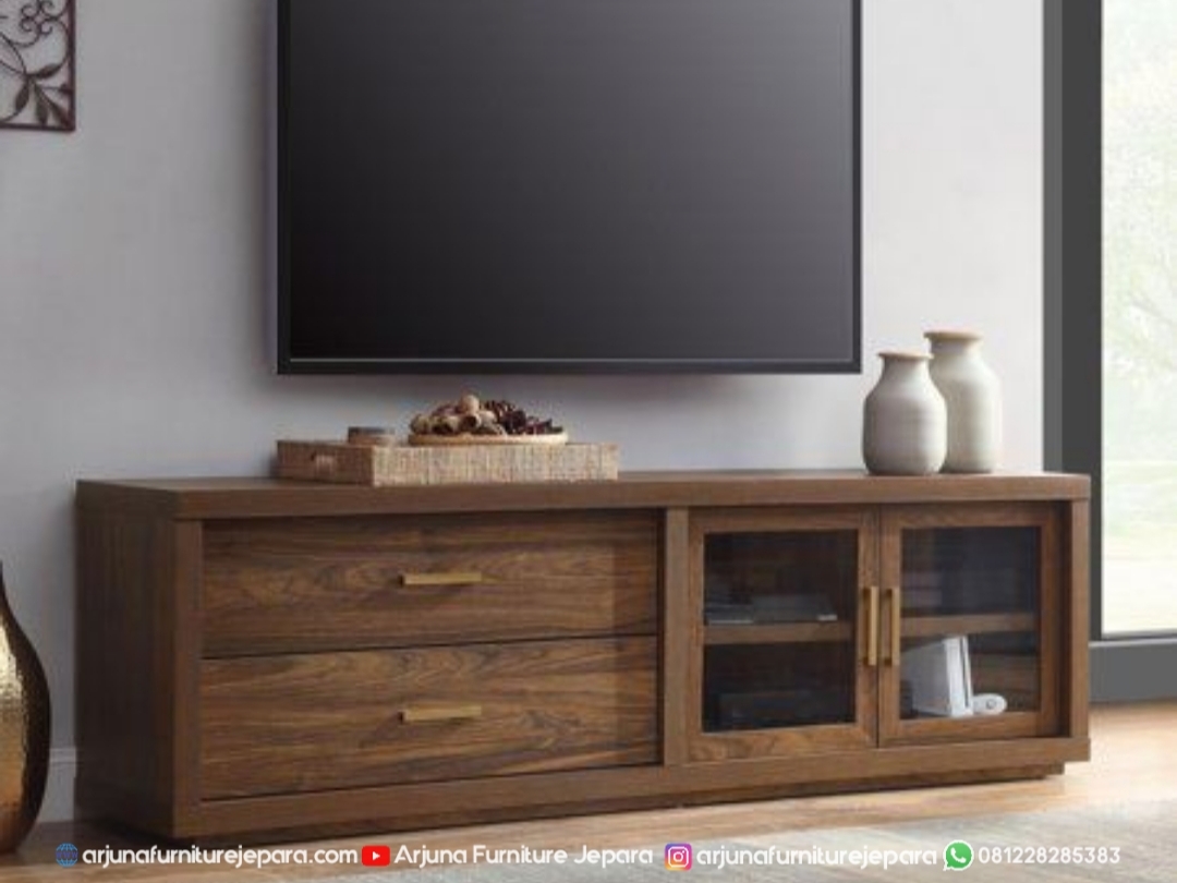 Bufet Tv Minimalis Modern Pintu Kaca