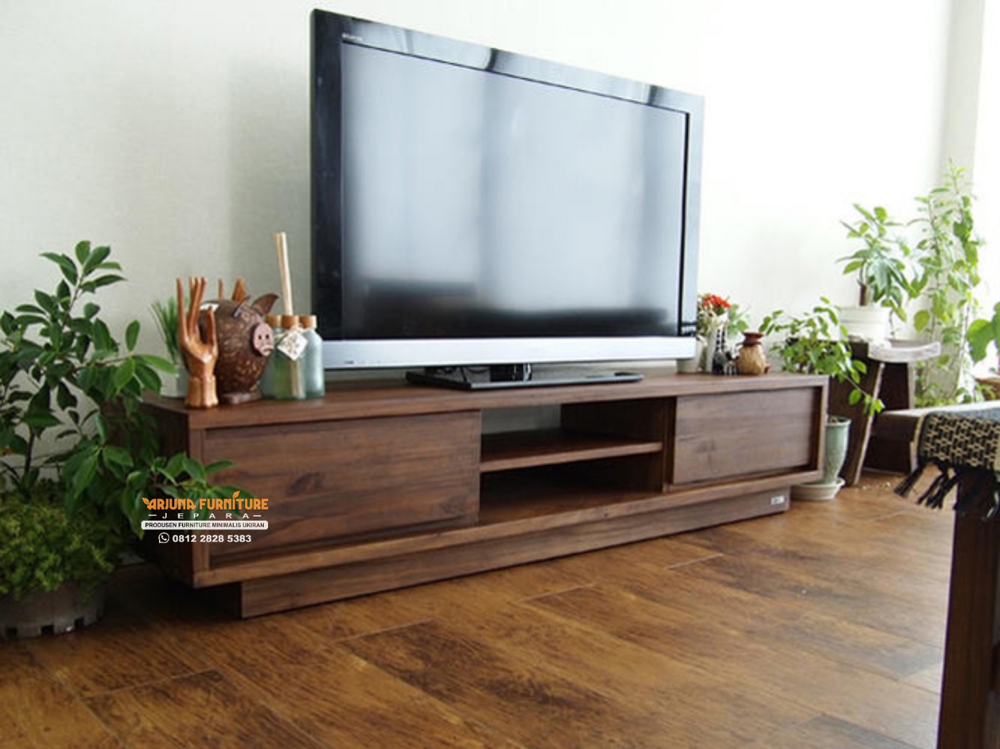 Bufet Tv Jati Minimalis Natural Antik