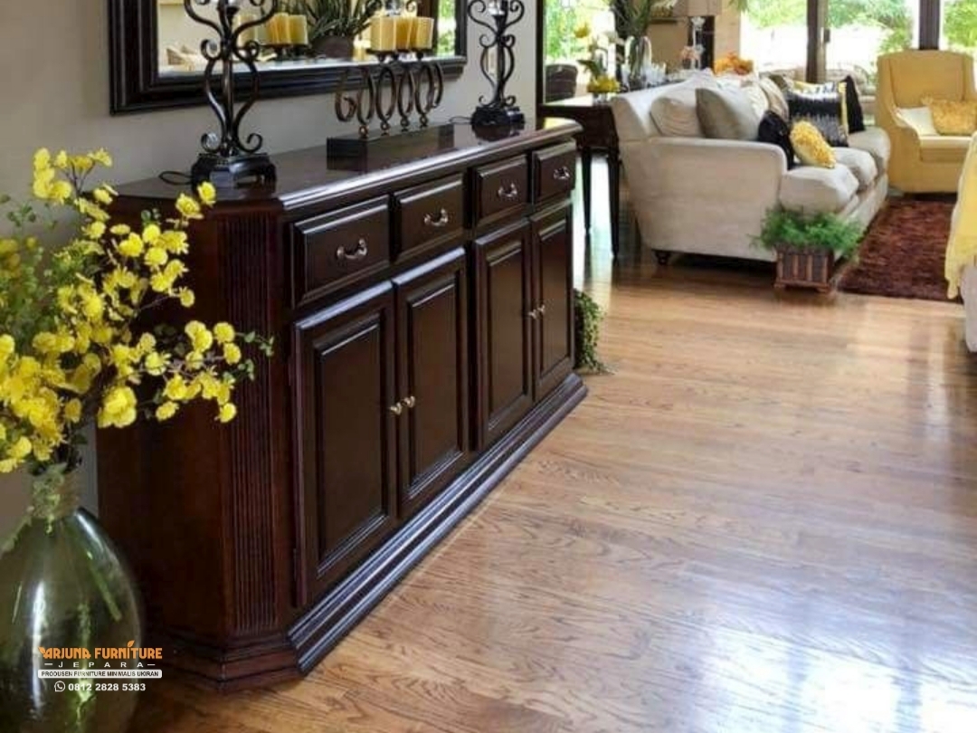 Bufet Hias Minimalis Dark Brown Model Baru