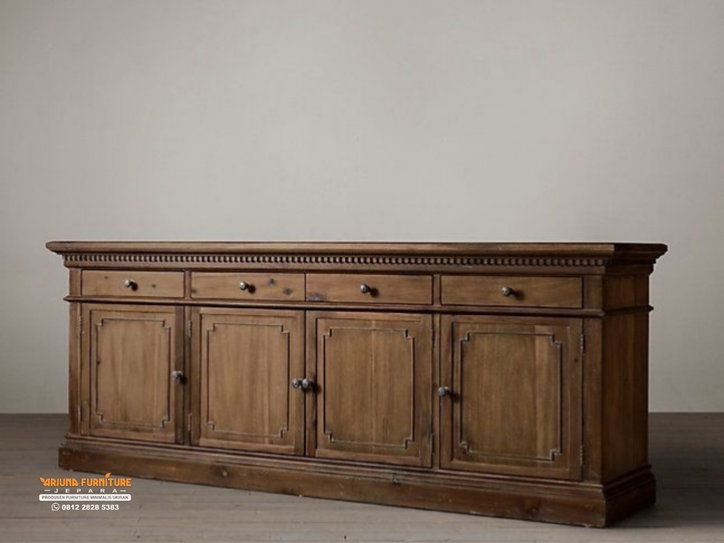 Bufet Jati Minimalis Natural Antik