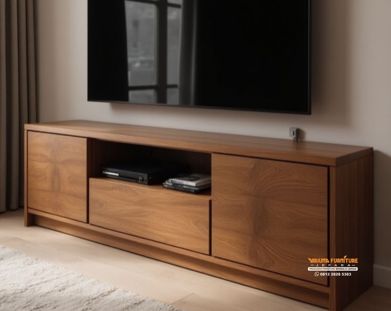 Bufet Tv Jati Minimalis Natural Doff