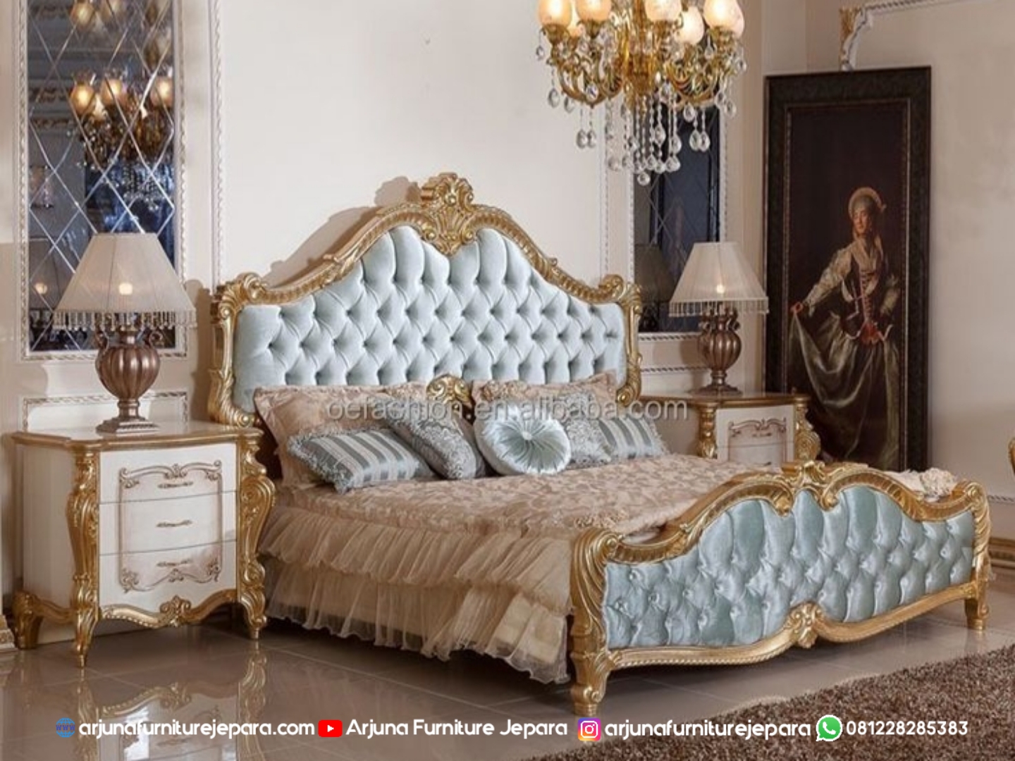 Set Tempat Tidur Italian Ukir Mewah