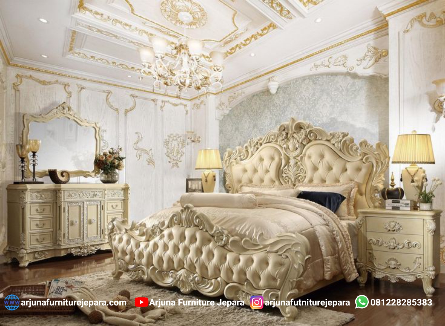 Tempat Tidur Ukir Mewah Gaya Eropa