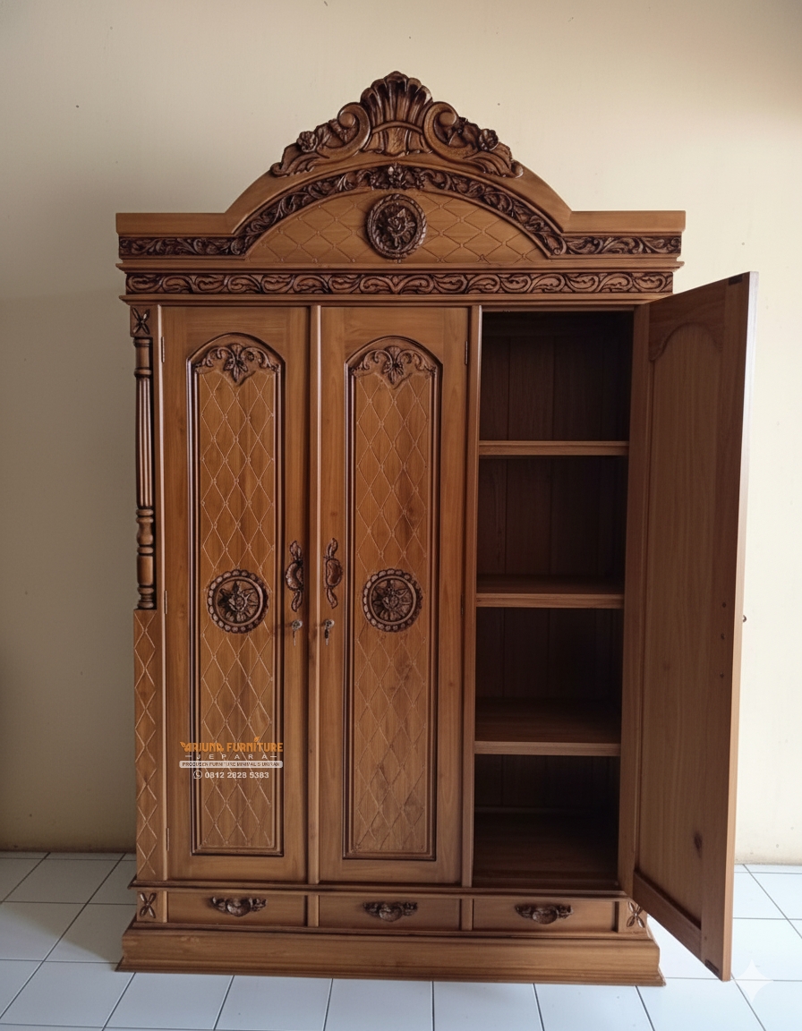 Lemari Pakaian Stupa Mawar Ukir Jepara