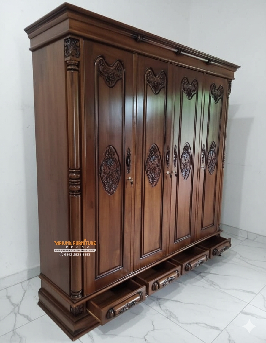 Lemari Pakaian Klasik Minimalis Ukir Jepara