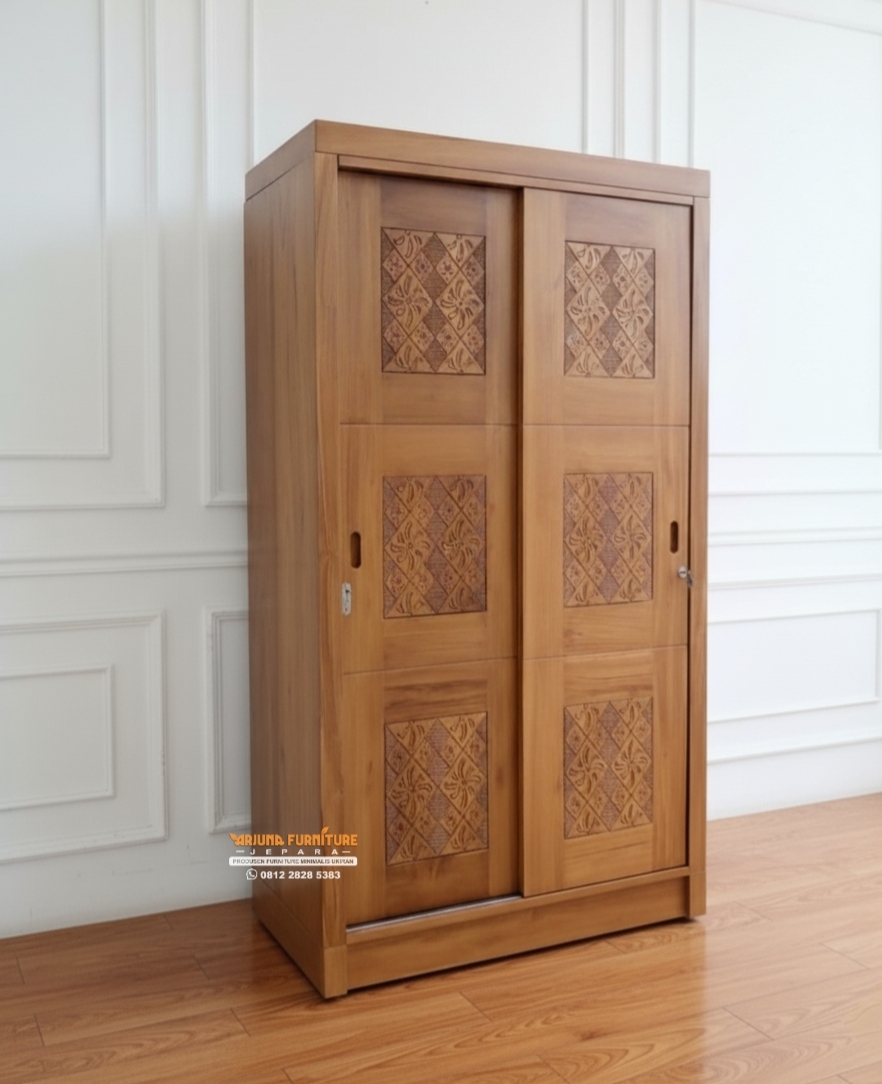 Lemari Pakaian Jati 2 Pintu Minimalis Modern
