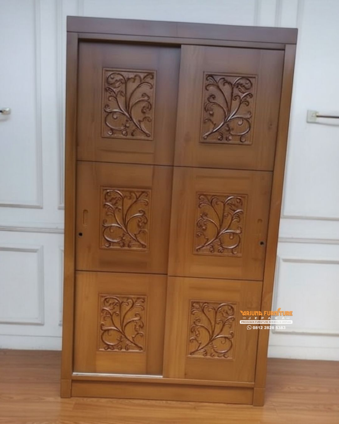 Lemari Pakaian Jati 2 Pintu Sliding