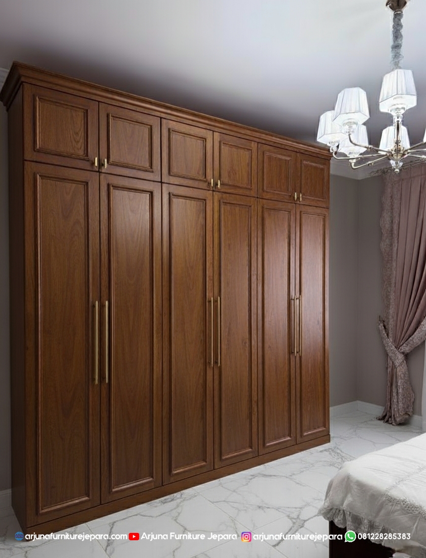 Lemari Pakaian Jati 6 Pintu Minimalis Elegan