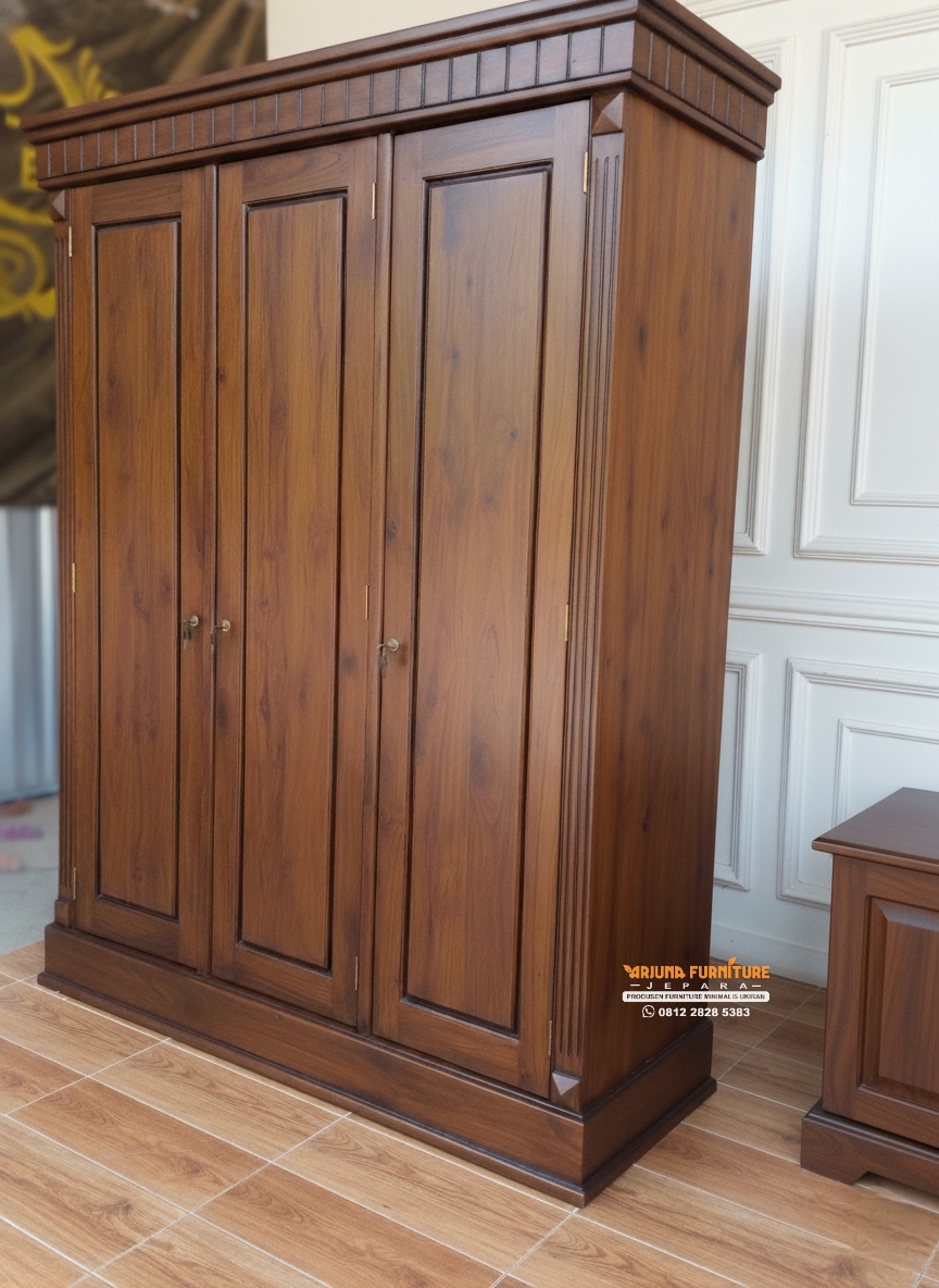 Lemari Pakaian Piramid Jati Minimalis Elegan