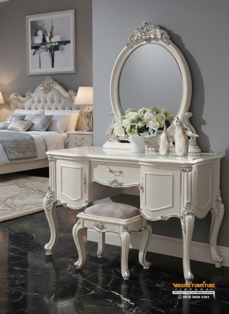 Meja Rias Duco Classic Ukiran, meja rias kayu jati,