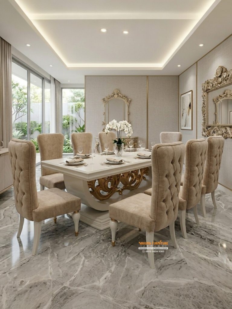 Meja Makan Klasik 8 Kursi, Meja Makan Minimalis,