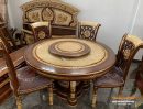 Set Meja Makan Putar Ukir Jepara, Meja Makan Bundar,