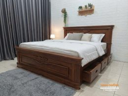Dipan Tempat Tidur Laci Kayu Jati
