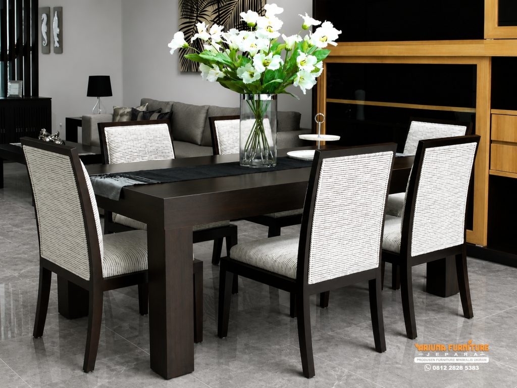 Meja Makan Jati Minimalis Dark Brown