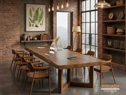 Meja Rapat Kayu Solid