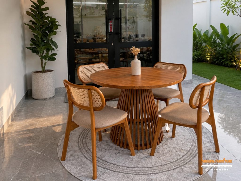 Set Meja Makan Cafe Minimalis, Meja Makan Bundar,
