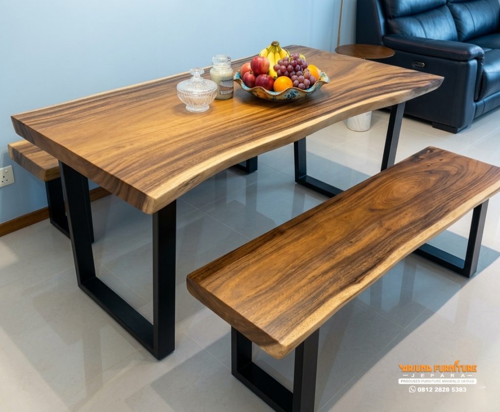 Set Meja Makan Kayu Utuh