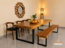 Set Meja Makan Solid Kayu Trembesi