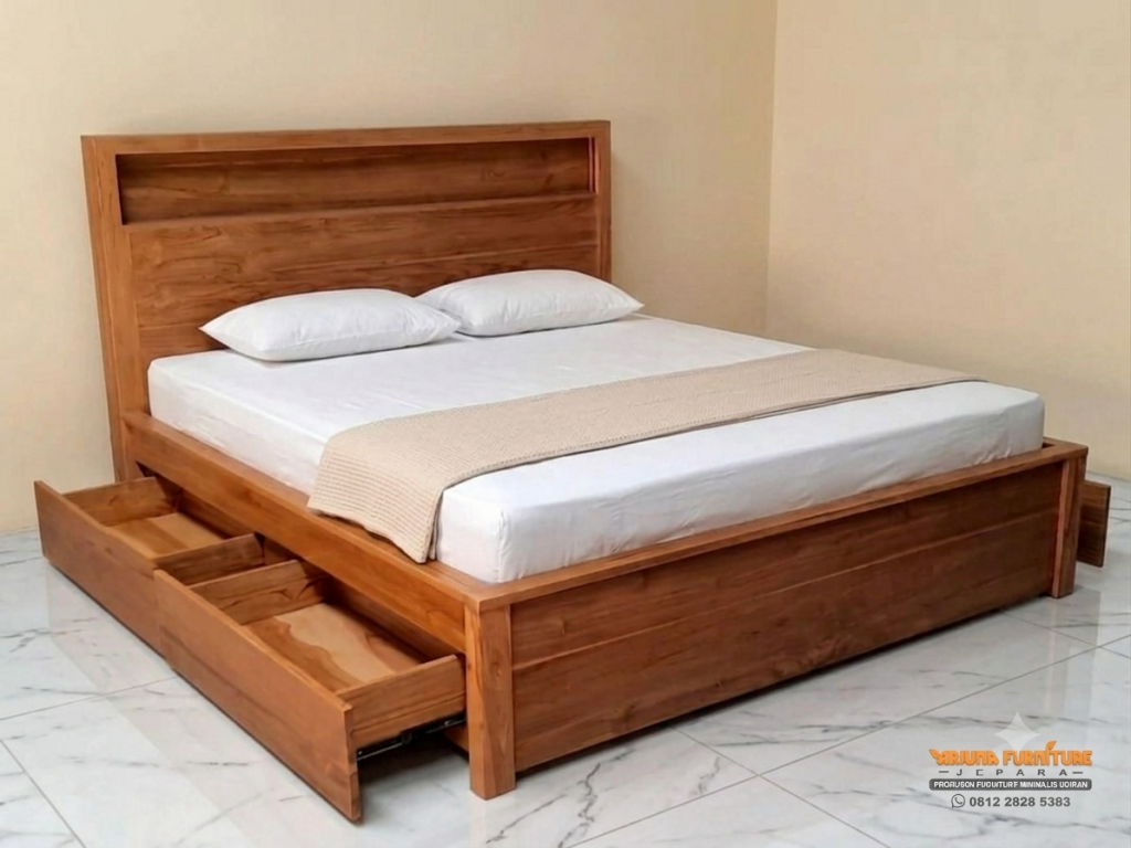 Tempat Tidur Laci Jati Jepara