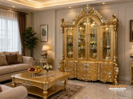 Lemari Hias Gold Ukir Jepara