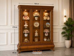 Lemari Hias Klasik Ukir 3 Pintu